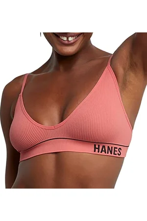 Hanes Originals Damen Bralette ohne Bügel ohne Bügel, Rosa Begonie, L