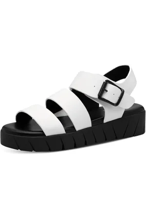 QS by s.Oliver Damen Sandalen mit Dicker Sohle modern, Mehrfarbig (White/Black), 37 EU