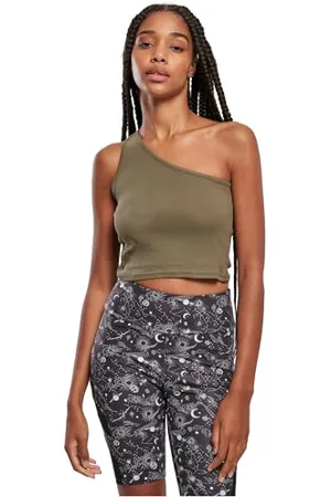 Urban classics Damen Ladies Cropped Asymmetric Top T-Shirt, , XS