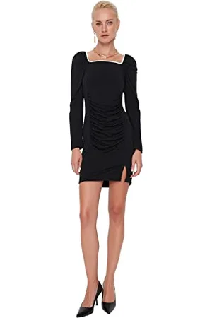 Trendyol Damen Woman Mini Standard Karrée-ausschnitt Gestrickt Kleid, , M EU