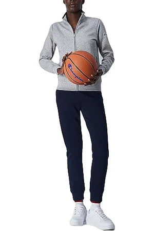 Champion Damen Legacy Sweatsuits Heritage W-Ultralight Powerblend Fleece High-Neck/Rib Cuff Sportanzug, Helles Melangegrau/Marineblau, L