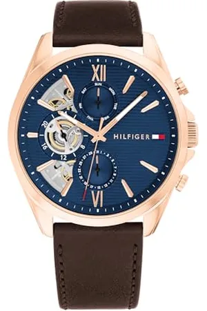 Tommy Hilfiger Multi Zifferblatt Quarz Uhr für Herren mit Braunes Lederarmband - 1710645