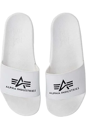 Alpha Industries Unisex Alpha Slider Bequeme Badeslipper für Herren Slipper, White, 36 EU