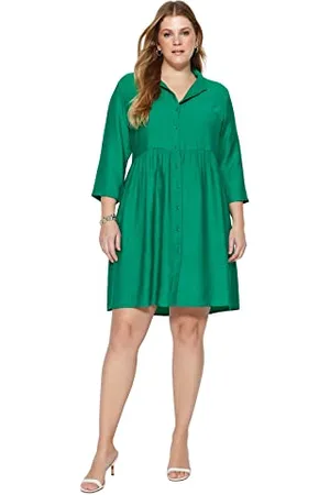 Trendyol Damen Women Mini Skater Oversize Woven Plus Size Dress Kleid, , 44 Größen