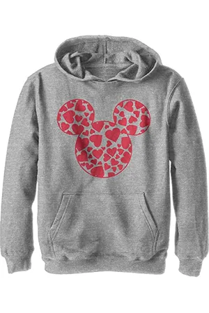 Disney Kids Characters Mickey Hearts Fill Youth Pullover Hoodie, , Medium