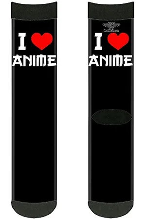Buckle Herren Socks I Heart Anime Bold Black/White/Red Crew Ruckscke