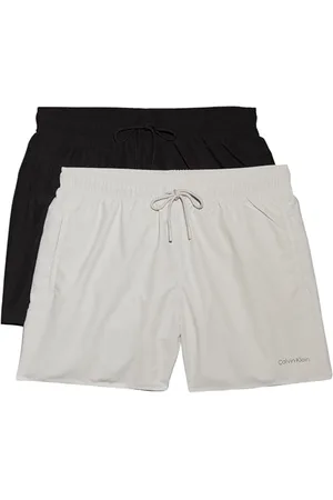 Calvin Klein Herren 2er Pack Badehosen Medium Drawstring mit Tunnelzug, Mehrfarbig (Pvh Black/Chalk), L