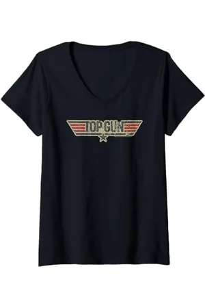 Top Gun Damen Zerstörtes Transferlogo T-Shirt mit V-Ausschnitt
