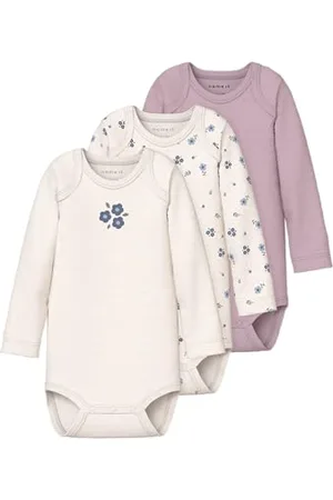 NAME IT Baby Damen Nbfbody 3P Ls Flower Noos, Numeric_86 (3er Pack)