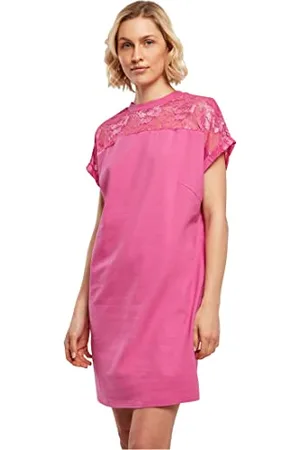 Urban classics Damen Ladies Lace Tee Dress Kleid, Pink, L