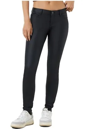 Noisy May Damen Nmallie Lw Skinny Coated Black Pant Noos Hose, , S / 34L EU