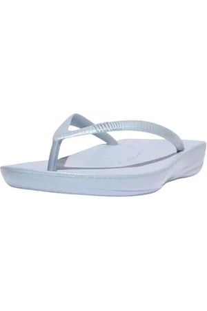 FitFlop Damen Iqushion Ergonomische Flip-Flops Flipflop, Perlglanz, Himmelblau, 43 EU