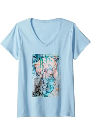 LOONEY TUNES Damen Painting Porky T-Shirt mit V-Ausschnitt