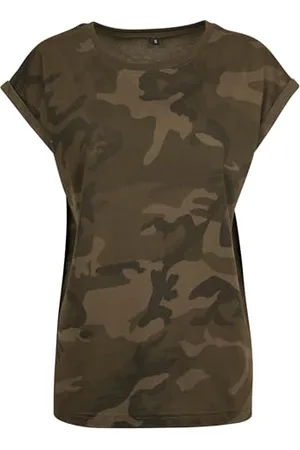 Build Your Brand Damen By112-ladies Extended Shoulder Camo Tee T-Shirt, , L EU