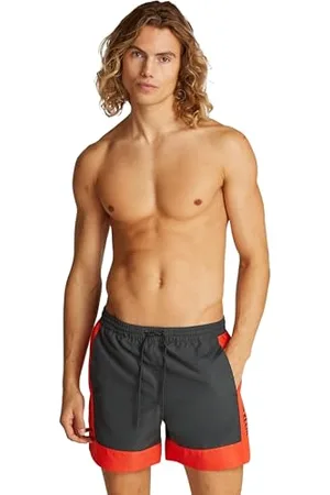 Calvin Klein Herren Badehose Medium Drawstring mit Logo, Rot (Flaming Chili), M