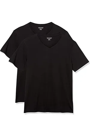 Amazon Herren T-Shirt mit kurzen Ärmeln, V-Ausschnitt und schmaler Passform, 2er-Pack, , L