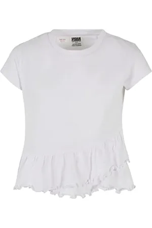 Urban classics Mädchen Girls Organic Volant Tee T-Shirt, White, 134/140