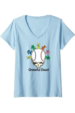 Grateful Dead Damen Baseball Bears T-Shirt mit V-Ausschnitt