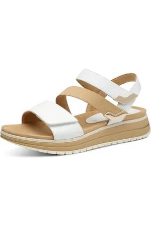 Marco Tozzi Damen Sandalen flach mit Klettverschluss Bequem, Weiß , 38 EU
