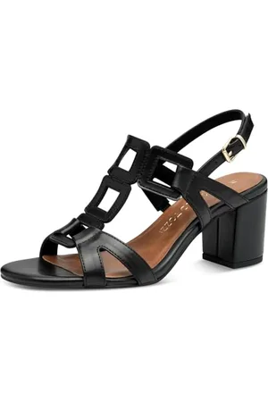 Marco Tozzi Damen Sandalen mit Absatz Elegant Blockabsatz, (Black), 38 EU