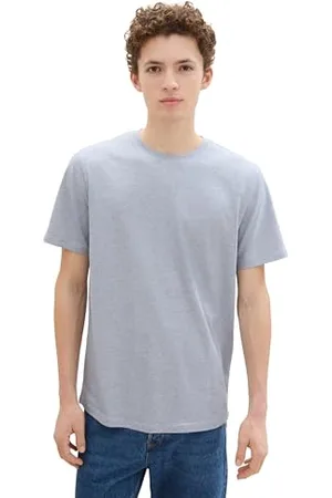 TOM TAILOR Herren 1043472 Basic T-Shirt mit Streifen, 36207-Middle Blue White Yd Stripe, XL