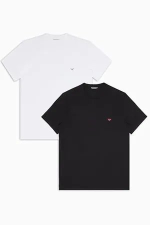 Emporio Armani Herren 2-Pack Crew Neck T-Shirt, schwarz/weiß, S