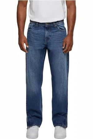 Urban classics Herren Jeans Heavy Ounce Straight Fit Zipped Jeans, Jeans für Männer, Reißverschluss am Hosenbein, erhältlich in verschiedenen Farben, Größen 28-44
