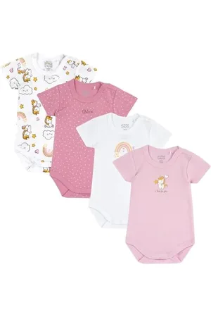 chicco Body für Neugeborene, Set von 4 Kurzarm-Bodys aus 100% Baumwolle, Unisex Baby und Mädchen 0-24 Monate, Designed in Italy