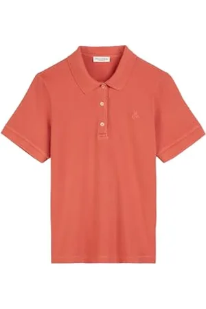 Marc O’ Polo Marc OߴPolo Damen Kurzarm-Poloshirt mit Stretch-Anteil Regular Fit, Rot (Burnt Red), L