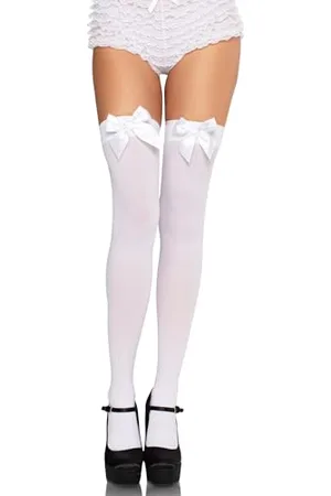 Leg Avenue 6255 - Blickdichte Nylon Overknee Mit Satin Schleife, Einheitsgröße (EUR 36-40), , Damen Karneval Kostüm Fasching