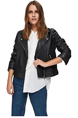 SELECTED Damen SELECTED Kurze Leder Jacke | Lammleder Biker Jacket SLFKATIE | Cropped Style Coat, Farben: , Größe:40