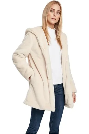 Urban classics Ladies Hooded Teddy Coat aus Fake Kaninchenfell, Damen Mantel mit Kapuze und Seitentaschen, , M