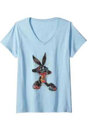 LOONEY TUNES Damen Dripping Paint Bugs Bunny T-Shirt mit V-Ausschnitt