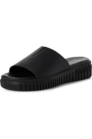 Marco Tozzi Damen Pantoletten aus Leder Plateau, (Black), 41 EU