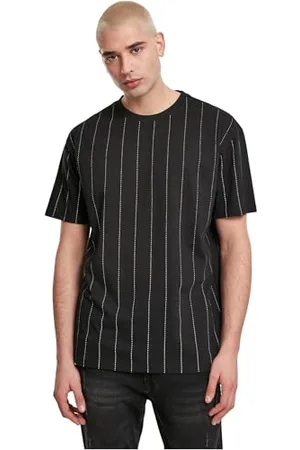 Urban classics Herren T-Shirt Oversized Pinstripe Tee T-Shirt, black, M