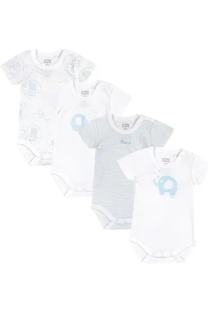 chicco Body für Neugeborene, Set von 4 Kurzarm-Bodys aus 100% Baumwolle, Unisex Baby und Mädchen 0-24 Monate, Designed in Italy