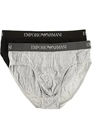 Emporio Armani Herren 2-Pack Brief Pure Cotton Slip, Black/Melange Grey, S (2er Pack)