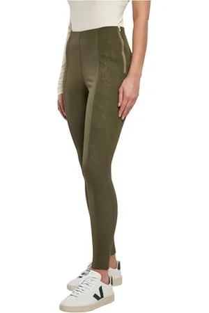 Urban classics Damen Ladies Washed Faux Leather Pants, , XXL