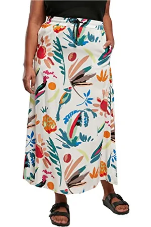 Urban classics Damen Ladies Viscose Midi Skirt Rock, , XXL