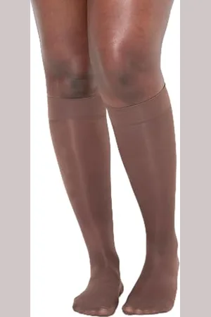Ulla Popken Damen Stütz-Kniestrümpfe, breite Bündchen, 70 den, , 39-42