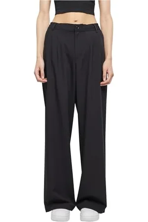 Urban classics Damen TB6103-Ladies Ultra Wide Pleat-Front Pants Hose, Black, 28
