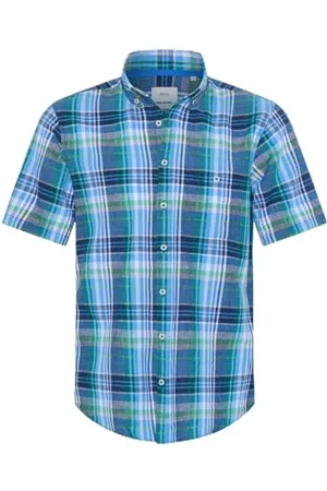 Brax Herren Style Dan C Cotton Linen Slub Kurzarnhemd Hemd Mit Button-Down-Kragen, , XXL EU