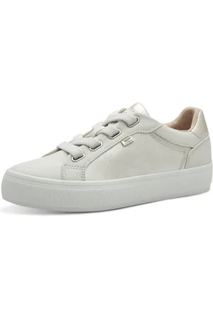 QS by s.Oliver Damen Sneaker flach mit Schnürsenkeln Low Top, Beige , 39 EU