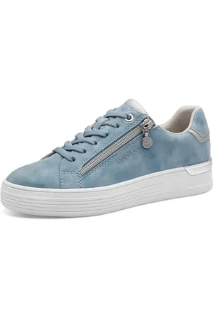 QS by s.Oliver Damen Plateau Sneaker mit Reißverschluss Bequem, Blau , 38 EU