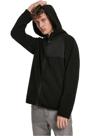 Urban classics Herren Hooded Sherpa Zip Jacket Jacke, (Black 00007), Small (Herstellergröße: S)