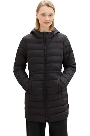 TOM TAILOR Damen 1042099 Lightweight Steppmantel mit Kapuze, 14482-Deep Black, XS