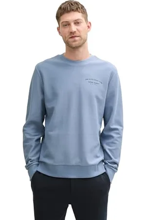 TOM TAILOR Henley T-Shirt aus Baumwolle, Dove Blue White fine Stripe, M
