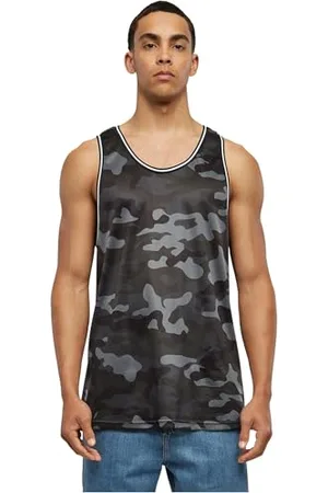 Urban classics Herren Tanktop Camo Mesh Tanktop, lässiges Tanktop für Männer, Camouflage-Print, , XL