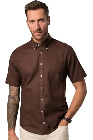 JP 1880 Herren große Größen Übergrößen Menswear L-8XL Hemd, Halbarm, Leinenmix, Buttondown-Kragen, Modern Fit 5XL 782692110-5XL