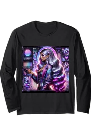 Steampunk Cool Vintage Creations Fantasy Cyber Girl in Lavendel Langarmshirt